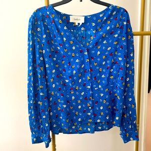 ba&sh Bash Lali Top Womens V-neck Floral Print Blouse Size Large